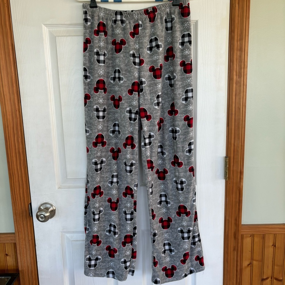 Disney Womens Sleepwear Fleece Pajama Pants Mikey Mouse Graphic Gray Size M